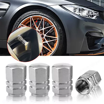 $10.43 • Buy 4Pcs Silver Work Tire Air Valve Stem Aluminum Caps Wheel Car Truck SUV For BMW