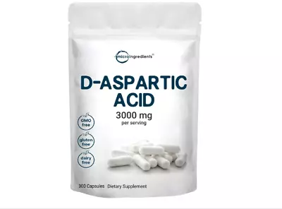 D Aspartic Acid Pills DAA Supplement 3000mg Per Serving 300 Capsules Premium • $33.01