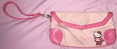 Vintage Sanrio 2011 Hello Kitty Wristlet Bag Purse Pink Alligator Skin Look • $15.99