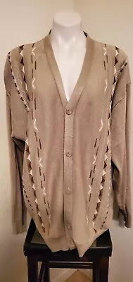 Vintage Haband Men's 3XL Cardigan Sweater Beige/TanArgyle EUC  • $7