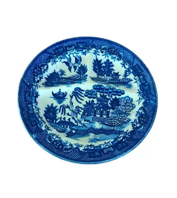 Vintage Antique Moriyama Blue Willow 10 Inch Divided Grill Plate Birds 3 Section • $49.90