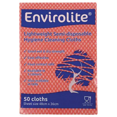 £18.79 • Buy Envirolite Lightweight 480x360mm Red All Purpose Cloths ELF500 Pack Of 10