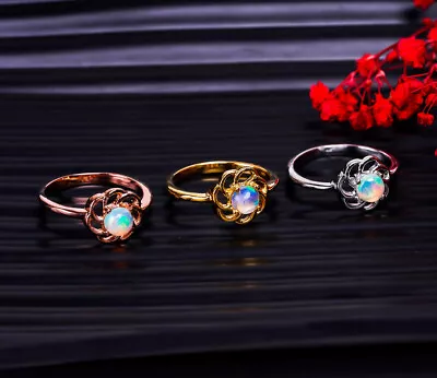 Handmade Natural Ethiopian Opal Ring Gemstone Ring Band Ring Engagement Gift • $26.09