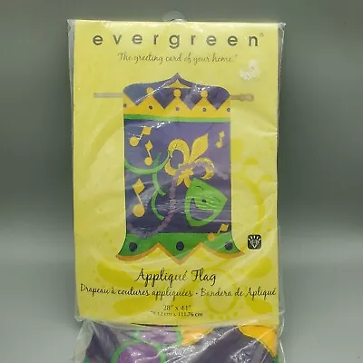 $18.99 • Buy Evergreen Applique Flag 28” X 44”     Mardi Gras Magnificence  Decor Decoration 
