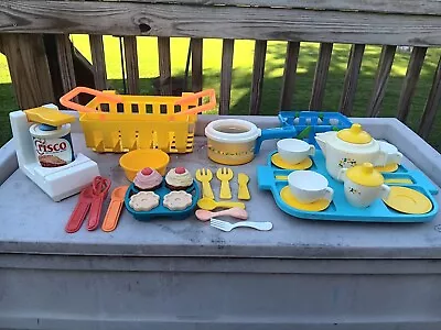 Vintage Fisher Price Fun With Food 1980s Kitchen Food Huge Lot 30+ Pieces  • $45