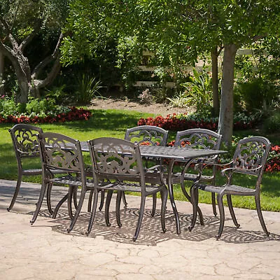 Carlton Outdoor 7 Pc Patina Copper Cast Aluminum Dining Set • $1178.24