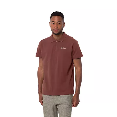 Jack Wolfskin Mens Essential Polo T-Shirt (Barn Red) • £25