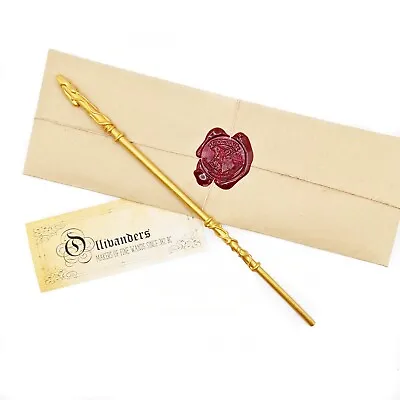 Gold Harry Potter Wand OLLIVANDER’S WAND. Hufflepuff Wand Wax Sealed Christmas  • £7.40