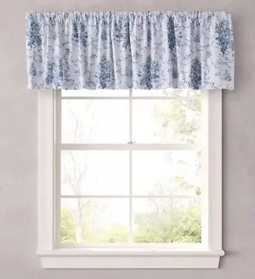 LAURA ASHLEY Lifestyles SOPHIA Window VALANCE Size: 86 X 15  NEW Blue / White • $69.99