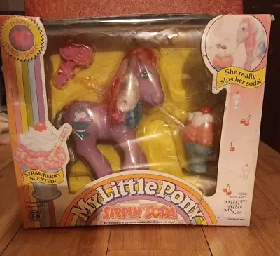 Vintage My Little Pony Sippin' Soda Strawberry Scoops And Soda Accessory NIB • $399