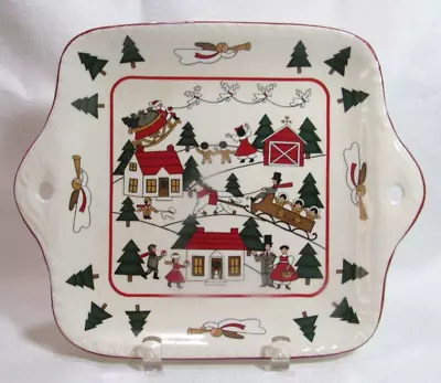 Mason's Ironsone England CHRISTMAS VILLAGE Handled Square Cake Plate GC • $45