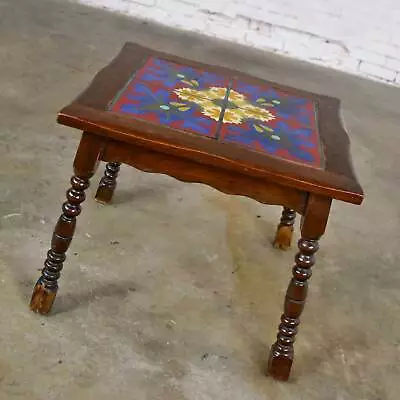 Catalina California Or Mission Arts & Crafts Style Spanish Tile Top Side Table • $2995