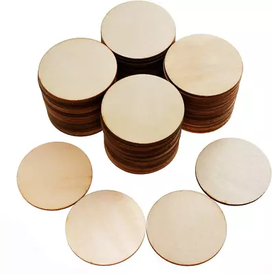 100 Pieces Unfinished Wood Circle - 2 Inch Round Disc Blank Natural Wooden • $12.19