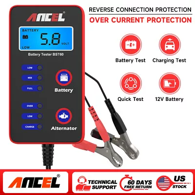 ANCEL BST60 Digital Battery Tester 12V Voltage Analyzer Alternator Charging Tool • $17.79