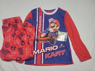 Nintendo Mario Kart Racing 2 Piece Pajamas Boys Kids Size Youth Large 10/12 New • $14.99