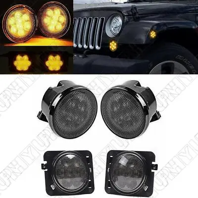 Front LED Turn Signal Side Marker Fender Lights For Jeep Wrangler JK JUK 2007-17 • $70.62