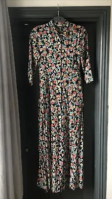 Zara Marilyn Dark Floral Midi Maxi Shirt Dress Belted VGC Small • £14.99
