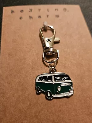 GREEN VW CAMPER VAN Enamel Key Ring Bag Charm Key Chain Xmas Gift • £4.25