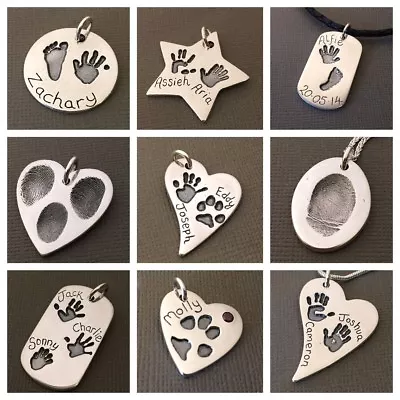 Prints Charming Large Pendant Handprint Footprint Fingerprint Pawprint Jewellery • £115