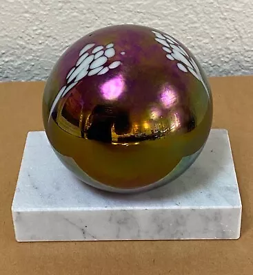 Paper Weight “The Glass Eye” Signed Round Iridescent 1988 MSH Mt St. Helens Ash  • $29.95