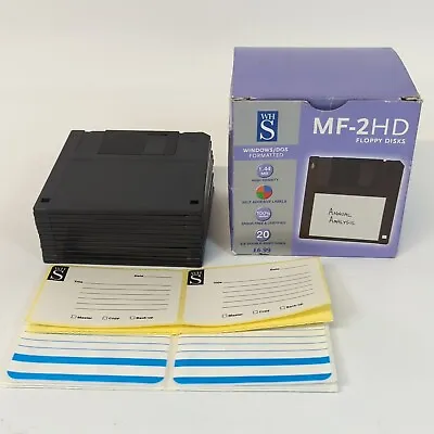 12x WH Smith Branded MF-2HD 1.44MB 3.5  Floppy Disks With Labels Black • £11.99