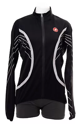 Castelli Misto Rain Jacket Men MEDIUM Black Reflective Waterproof Road Cycling • $64.95