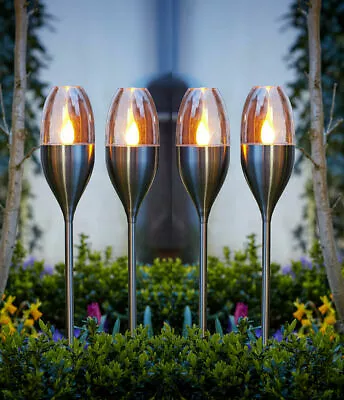£13.99 • Buy Solar Garden Stake Lights LED Flame Effect Outdoor Security Lamps Pathway Patio