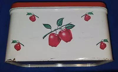 $44 • Buy Antique Decoware Tin Bread Box With Apples 