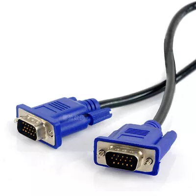 VGA Cable 1M VGA SVGA D-Sub Male 15 Pin PC To TFT LCD Monitor TV Lead UK • £2.94