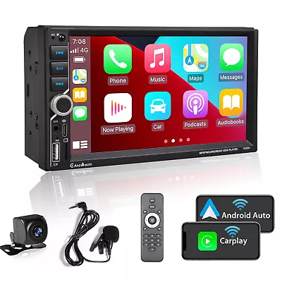 Double Din Car Stereo Wireless Apple CarPlay 7  Touchscreen Bluetooth Radio USBD • $69.99