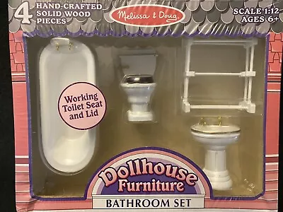 Melissa & Doug Dollhouse Furniture 1:12 Hand-Crafted Solid Wood Bathroom Set • $45