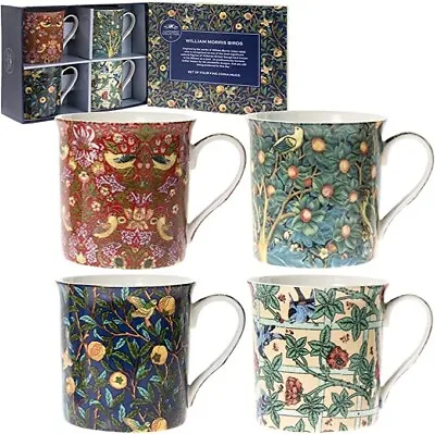 Leonardo Collection Set Of 4 China Coffee Mugs William Morris Mugs 1834-1896 • £17.99