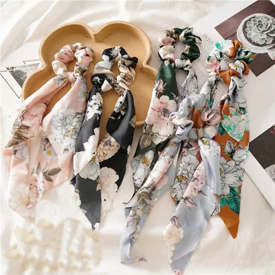 Women Elastic Ponytail Holder Scarf Bow Head Band Tie Scrunchie Silk Bowknot Ti • $3.14