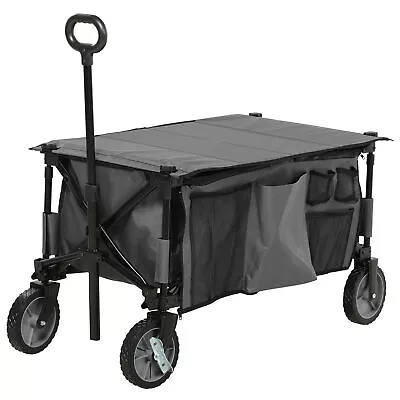 Outsunny Folding Wagon Garden Cart Collapsible Camping Trolley For Outdoor • £68.99