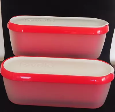 Tovolo Glide-a-Scoop Insulated Ice Cream Red Containers With Lids 2 Pack Set • £24.31