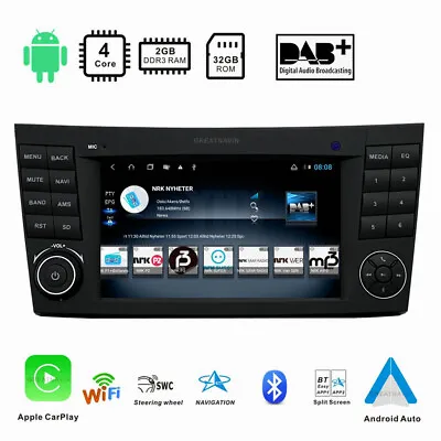 Android Head Unit DAB+ Radio Stereo CarPlay Sat Nav BT For Mercedes E-Class CLS • £205.99