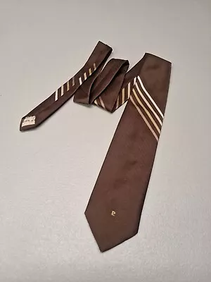 Vtg PIERRE CARDIN Italy Mens Polyester Tie Brown  • $8.96