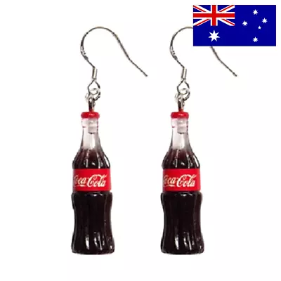 Coke Coca Cola Bottle Earrings Novelty Fun Dangle Jewellery Australian Seller • $12.50