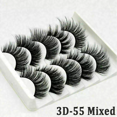 5 Pair 3D Mink False Eyelashes Wispy Cross Long Thick Soft Fake Eye Lashes • £2.99