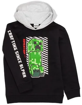 Minecraft Hoodie Boys Kids Game Creeper Black Hooded Jumper • £19.99