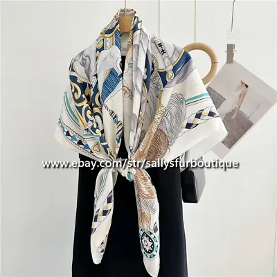 Sallys Boutique Feather Horse Print Pure Twill Silk Wrap Scarf Large Shawl 135cm • $38.80