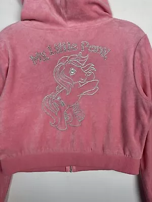 Dolls Kill X My Little Pony Bling Bling Pink Hoodie Size XL Rhinestone Velour • $50