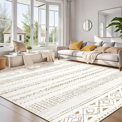 Large Living Room Area Rug 8X10: Soft Machine Washable Boho Moroccan Farmhouse R • $315.88