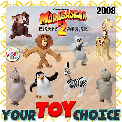 McDonald's 2008 MADAGASCAR 2 Movie Dreamworks AFRICA Zoo Animal YOUR Toy CHOICE • $4