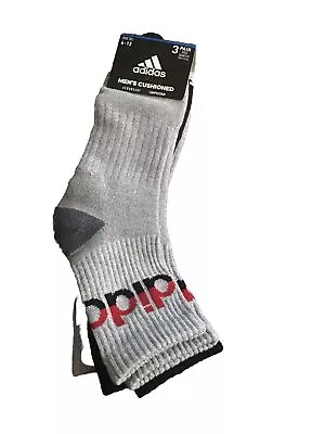 Adidas Men's Cushioned 3-Pair High Quarter Socks  Gray/Black • $16.56