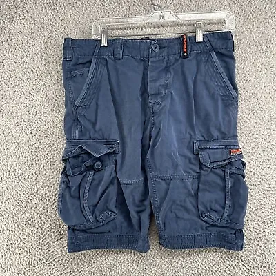 Superdry Cargo Shorts Mens 32 Fit 33 Navy Blue British Japanese Utility Denim • $21.95