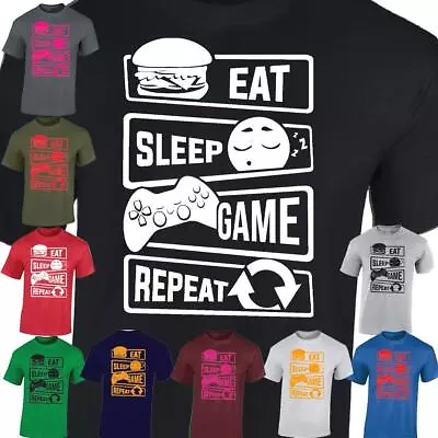 Eat Sleep Game Repeat Mens T-Shirt Gamers Playstation New Gaming Tee Top Gift • £8.99