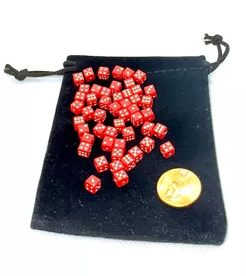 New 5mm Deluxe 50 MINI Dice Transparent Red RPG Game Tiny D6 Set • $13.99