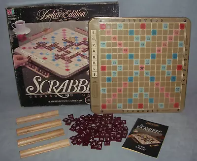 Vintage Deluxe SCRABBLE BOARD GAME ~ 1989 Milton Bradley ROTATING TURNTABLE • $32.98