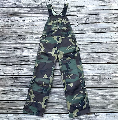 VTG Liberty Camo Overalls 34x30 Woodland Double Knee USA Street Work Button Fly • $45